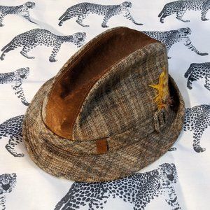 VTG Men's Resistol Wool and Suede Brown Plaid Tyrolean Hat